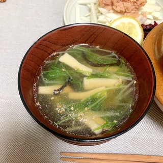 高野豆腐と水菜の中華スープ